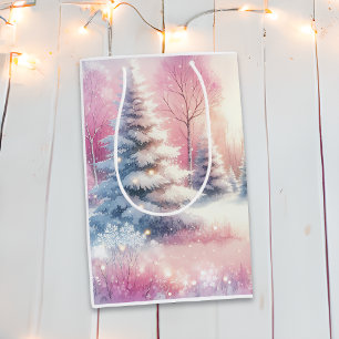 Pink Winter Wonderland Christmas Medium Gift Bag