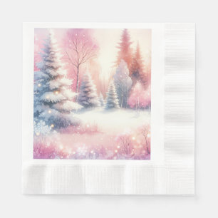 Pink Winter Wonderland Christmas Napkins