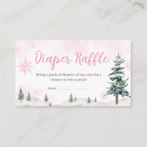 Pink Winter Wonderland Diaper Raffle Enclosure Card