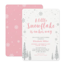 Pink Winter Wonderland, Girl Baby Shower Invitation