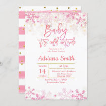 Pink Winter Wonderland Girl Baby Shower invitation