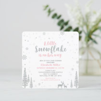 Pink Winter Wonderland, Girl Baby Shower Invitation