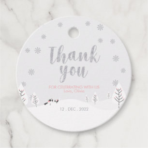 Pink Winter Wonderland, Girl Baby Shower/Sprinkle  Favor Tags