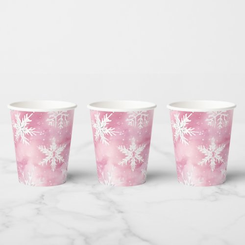 Pink Winter Wonderland Girl Celebration  Paper Cups