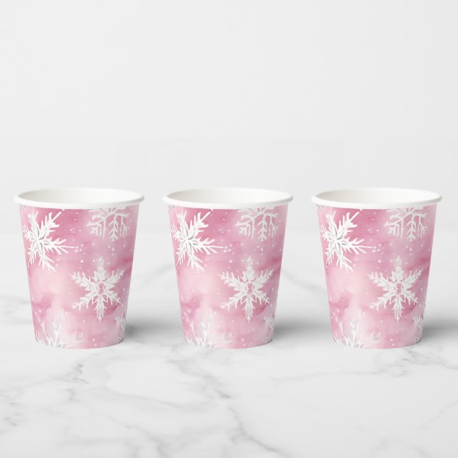 Pink Winter Wonderland Girl Celebration  Paper Cups (Multi)