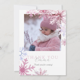Pink Winter Wonderland photo thank you card