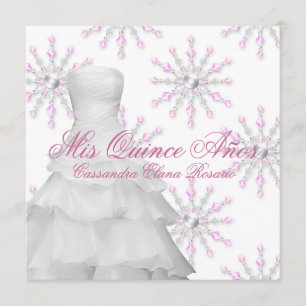 Pink Winter Wonderland Quinceanera Invitation