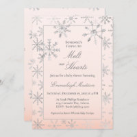 Pink Winter Wonderland Snowflake Baby Shower Invitation