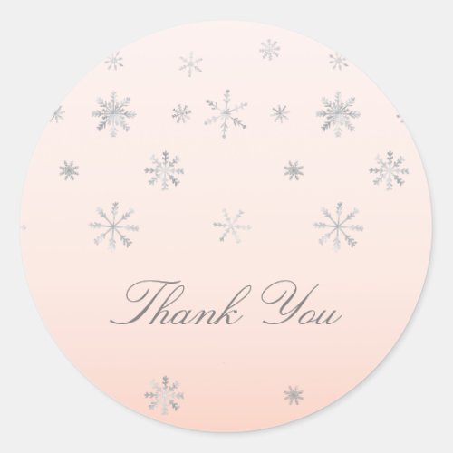 Pink Winter Wonderland Snowflake Baby Thank You Classic Round Sticker