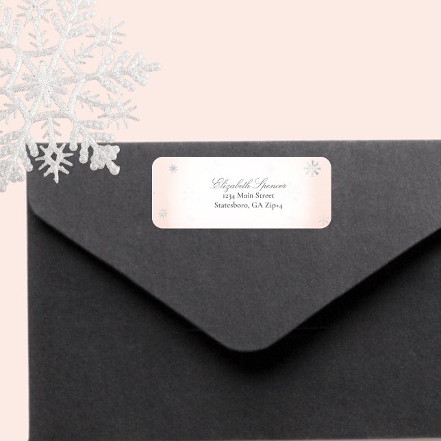 Pink Winter Wonderland Snowflake Return Address Label (Creator Uploaded)
