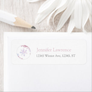 Pink Winter Wonderland Snowflake Return Address  Label
