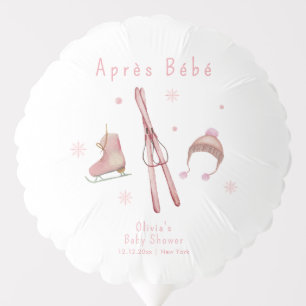 Pink Winter Woodland Après Bébé Ski Baby Shower Balloon