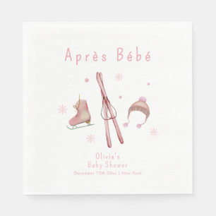 Pink Winter Woodland Après Bébé Ski Baby Shower Napkins