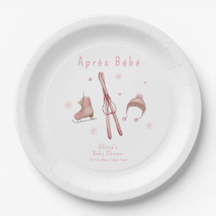 Pink Winter Woodland Après Bébé Ski Baby Shower  Paper Plates
