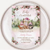 Pink Winter Woodland Baby Shower Invitation