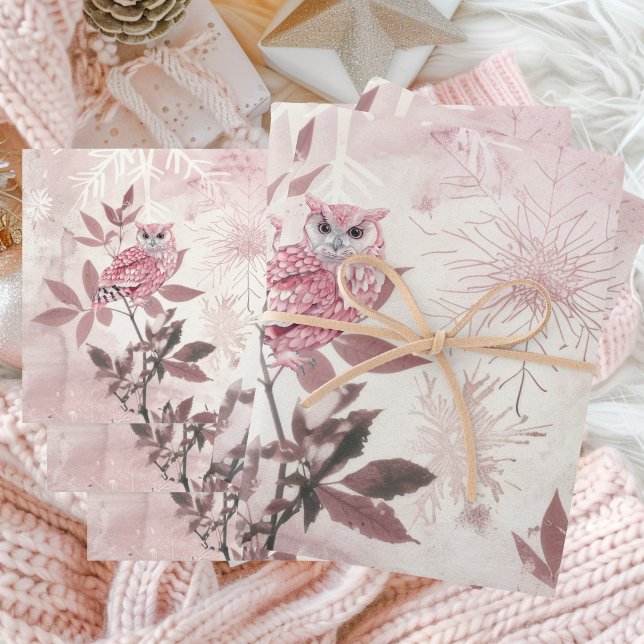  Pink winter woodland modern Baby Shower  Wrapping Paper Sheets (Pink Woodland Owl Wrapping Papers)