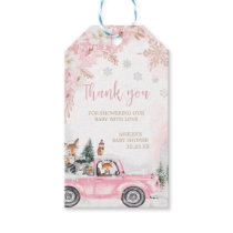 Pink Winter Woodland Truck Baby Shower Favor Tags