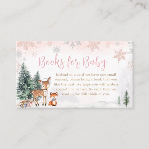 Pink Winter Woodland Truck Books for Baby Enclosure Card