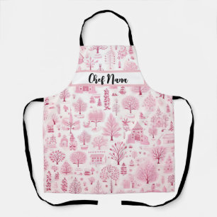 Pink Winterscape Snowy Wonderland Christmas Nana Apron