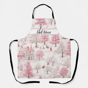 Pink Winterscape Snowy Wonderland Christmas Nana Apron