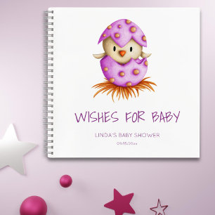 Pink Wishes for Baby Bird Baby Shower Guest Book