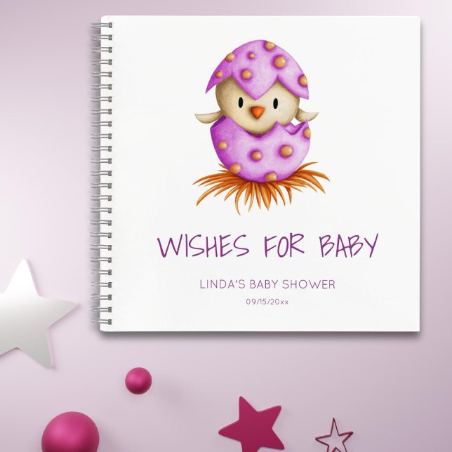 Pink Wishes for Baby Bird Baby Shower Guest Book (Creator Uploaded)