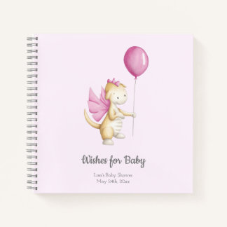 Pink Wishes for Baby Dragon Baby Shower Guest Book
