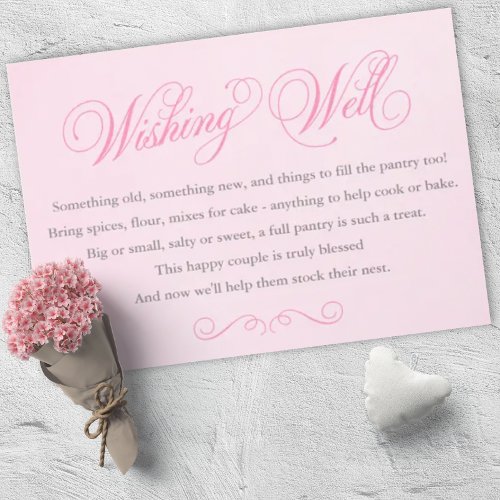 Pink Wishing Well Insert Card Wedding  Shower