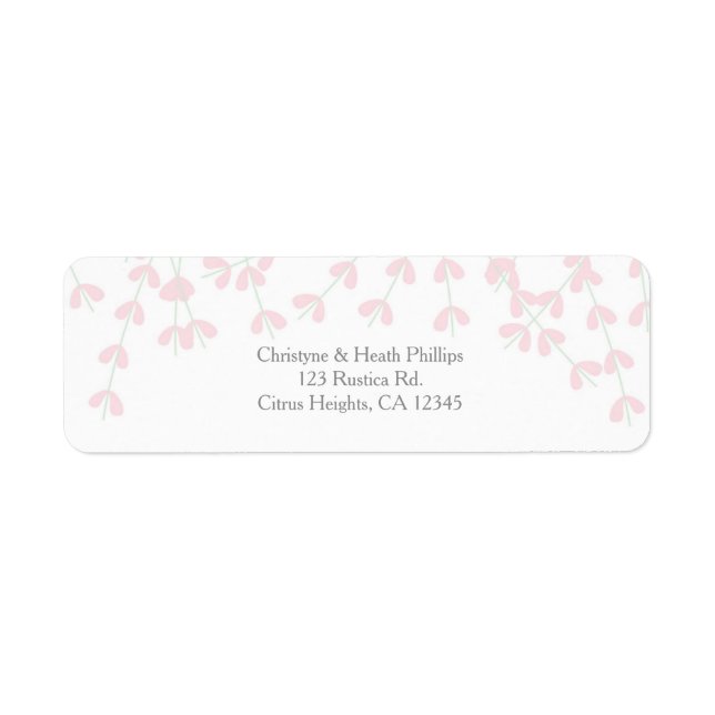 Pink Wispy Rustic Vine Bridal Shower Invitation Label (Front)