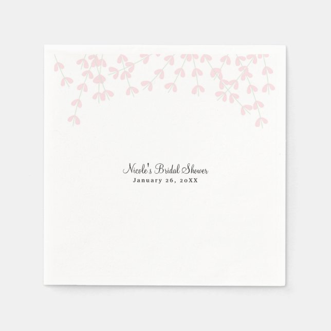 Pink Wispy Rustic Vine Engagement Bridal Shower Napkins (Front)