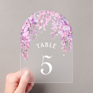 Pink Wisteria Baptism Acrylic Table Number