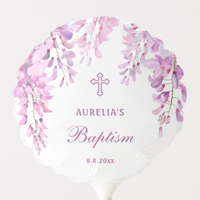Pink Wisteria Baptism Balloon (Front)