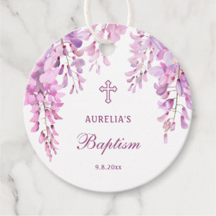 Pink Wisteria Baptism Favor Tags