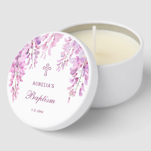 Pink Wisteria Baptism Mini Candle Favors