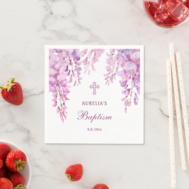 Pink Wisteria Baptism Napkins (Insitu)