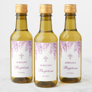 Pink Wisteria Baptism Small Wine Label