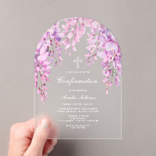 Pink Wisteria Confirmation Acrylic Invitations