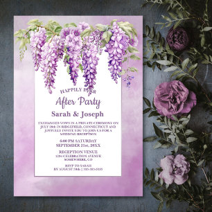 Pink Wisteria Floral Wedding After Party Invitation
