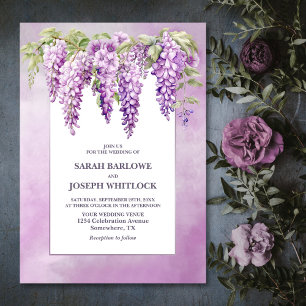 Pink Wisteria Floral Wedding Invitation