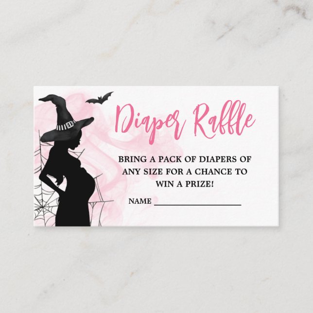 Pink Witch A Baby is Brewing Diaper Raffle Enclosure Card (Front)