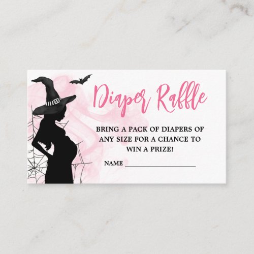 Pink Witch A Baby is Brewing Diaper Raffle Enclosure Card