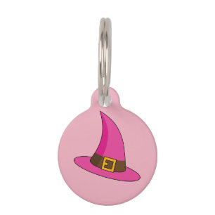 Pink Witch Hat Add Name Pet ID Tag