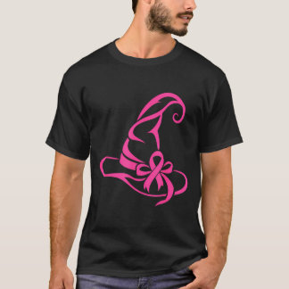 Pink witch hat breast cancer awareness ribbon T-Shirt