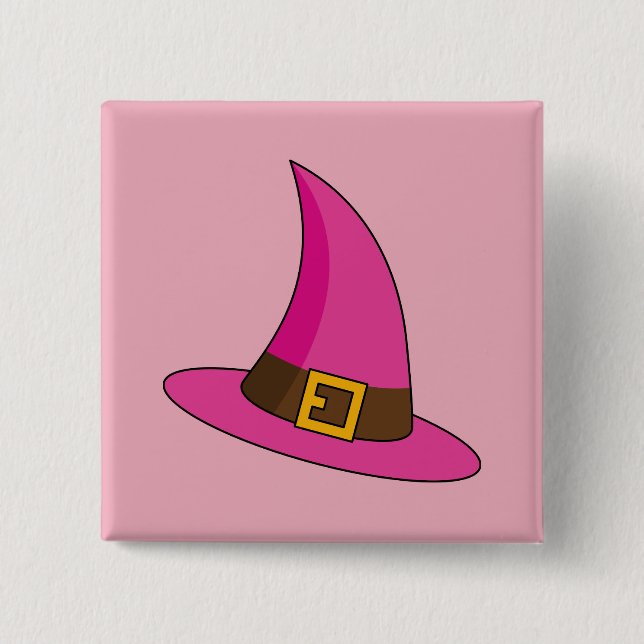 Pink Witch Hat Button (Front)