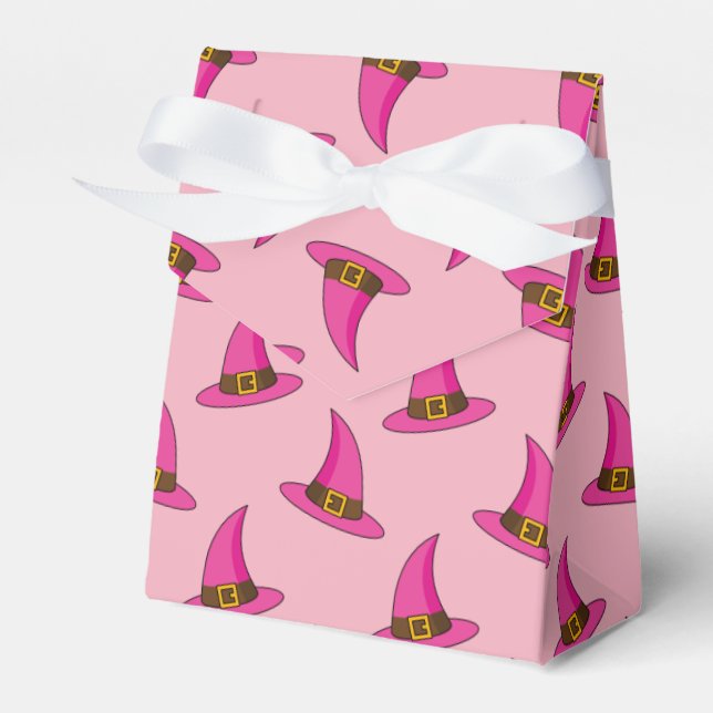 Pink Witch Hat Favor Boxes (Front Side)
