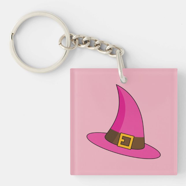 Pink Witch Hat Keychain (Front)