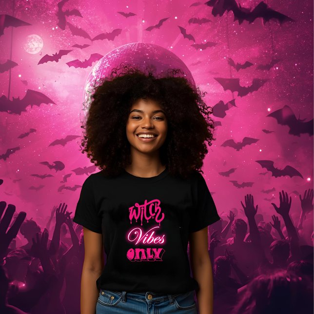 pink witch vibes only halloween script woman black Tri-Blend shirt (Creator Uploaded)