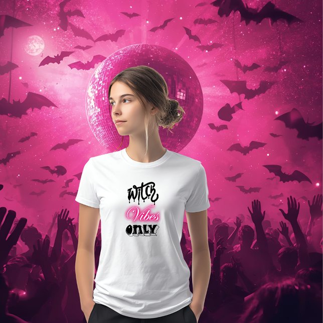 pink witch vibes only halloween typography woman  Tri-Blend shirt (Creator Uploaded)