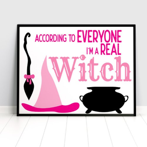 Pink witchy halloween poster