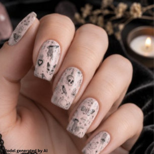 pink witchy pattern minx nail art